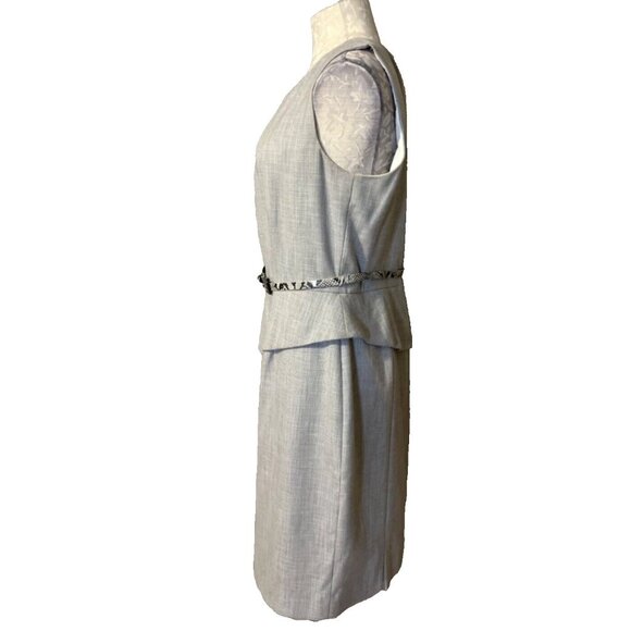 Antonio Melani Dress 12 Gray Stretch Python Belt Sleeveless Career Church - Picture 9 of 12